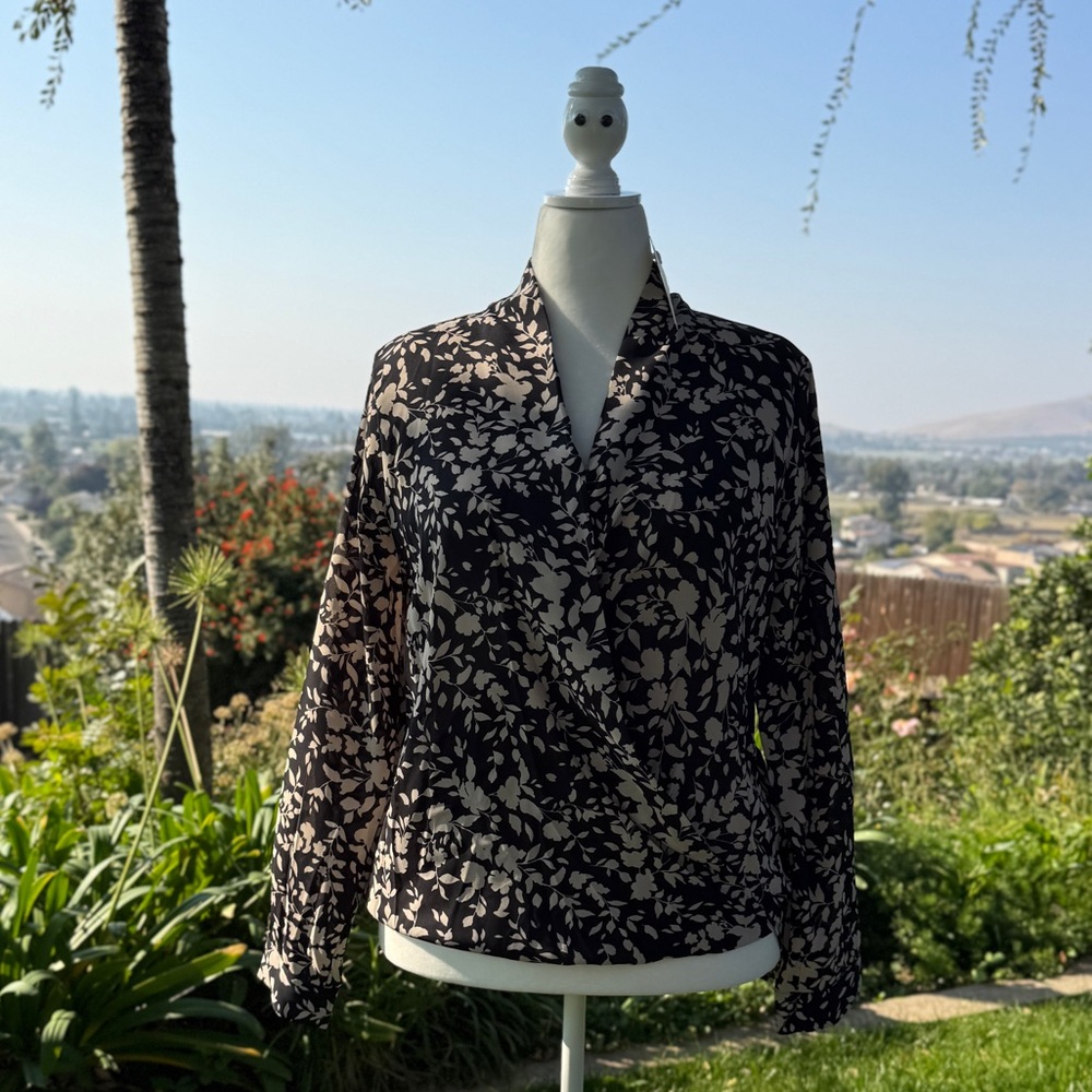 NWT Floral Faux Wrap Blouse